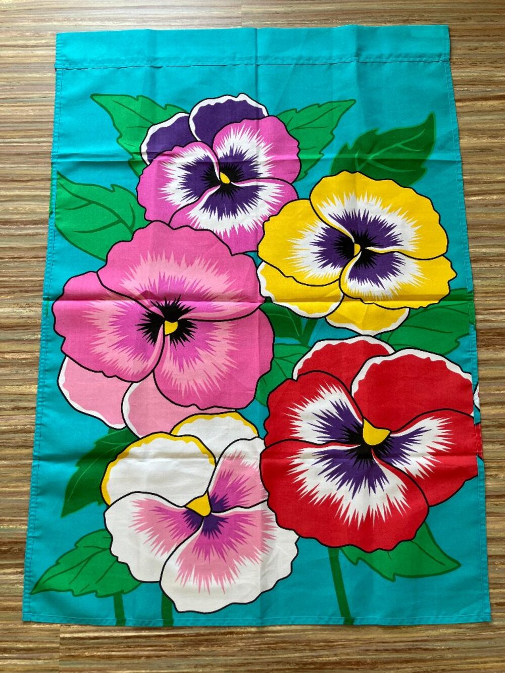 Pansy Flower Garden Flag Polyester Fabric Banner Curtain 29" x 42" Vintage 1999